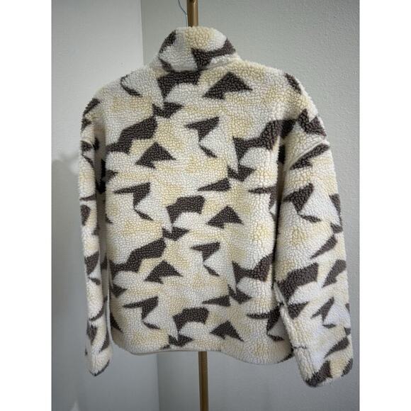 United by Blue Recycled Sherpa Half Zip Pullover Egret Cream Beige Tan Size S - Picture 4 of 7